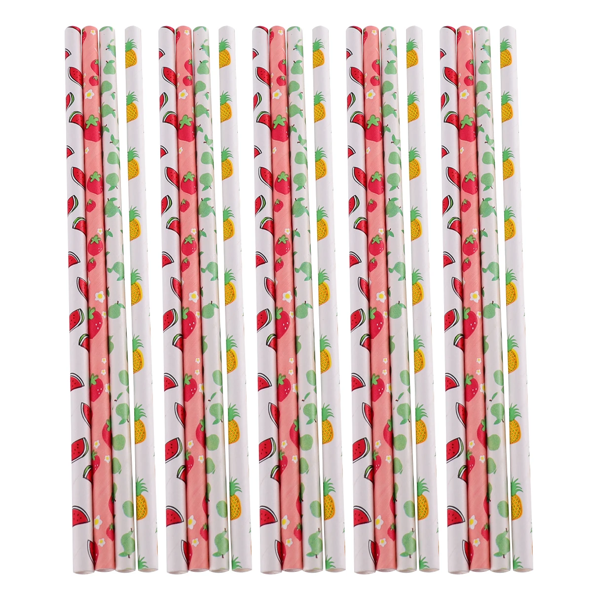 

100 Pcs Fruit Paper Straw Plastic Disposable Straws Slomka Cocktail Drinking Pipes Sorbetes Tubes Printed Milk