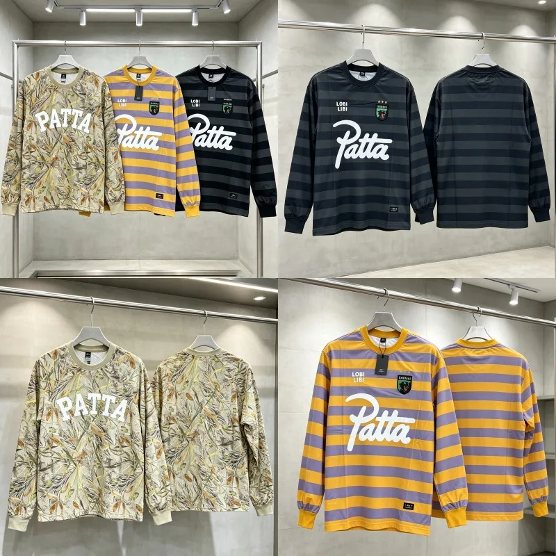 PATTA Striped Long Sleeve Tops New American Style Fashion Multi Complimentary Loose Mesh Breathable Casual T-Shirts