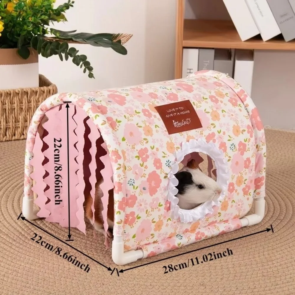 Triangle Tassel Tunnel Nest Summer Bottomless Hamster Shelter Rabbit/Dutch Pig/Guinea Pig Floral Print Small Animal Cage