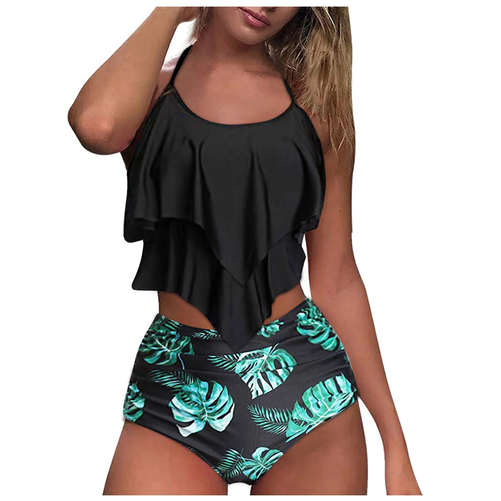 Conjunto de Tankini estampado para Mujer, bañador Sexy, ropa de baño, Bikini, Tankinis, traje de baño de Control de barriga, ropa de playa de verano