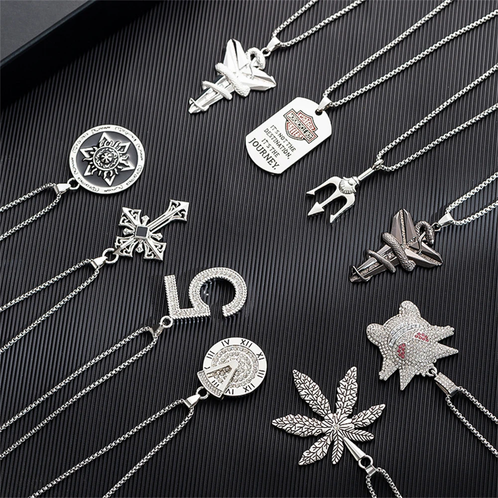 20Pcs/Lot Fashion Trendy Skull Robert Smile Face Pendant Stainless Steel Sweater Chain Necklace for Men Women Jewelry Gifts image 3