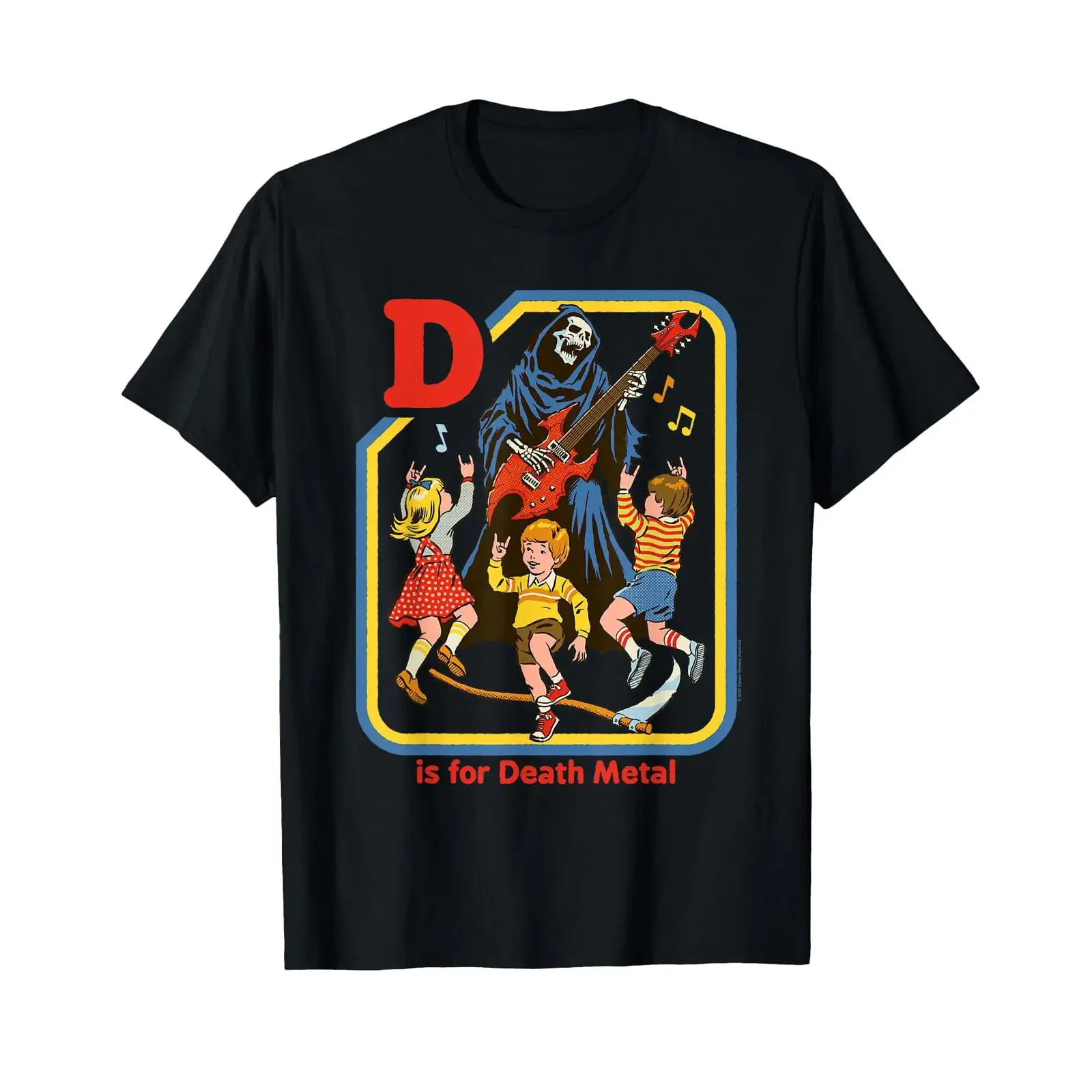 Image of Steven Rhodes D steht für Death Metal Grim Reaper Retro Humor T-Shirt im Vintage-Look, stilvolles Unisex-Oberteil für den Alltag.