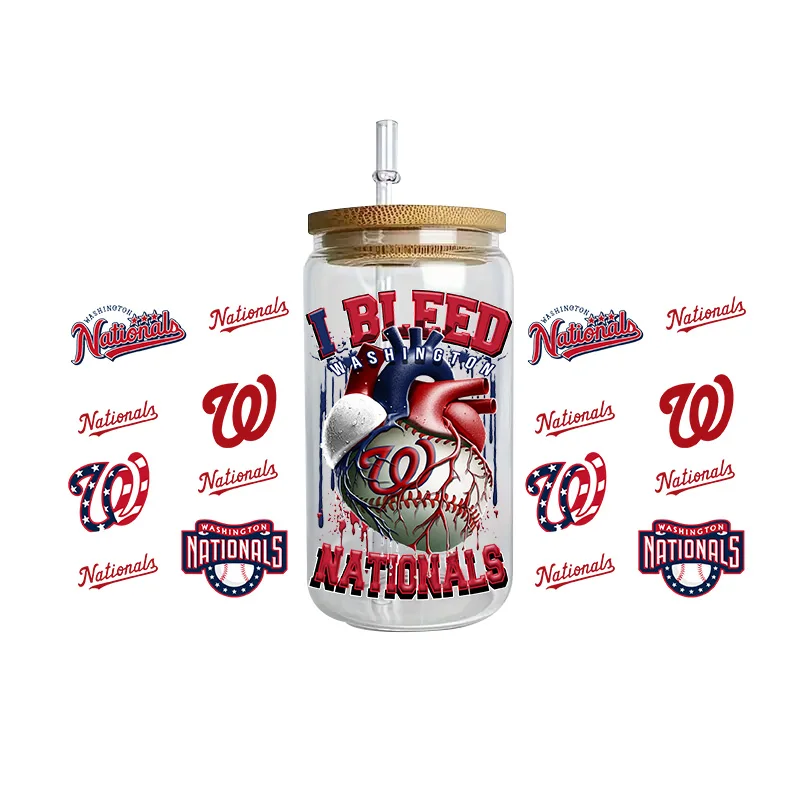 Baseball Series Easy peel waterproof DIY Decals 3D transfers uvdtf crystal stickers 16oz uv dtf cup wraps for Glass