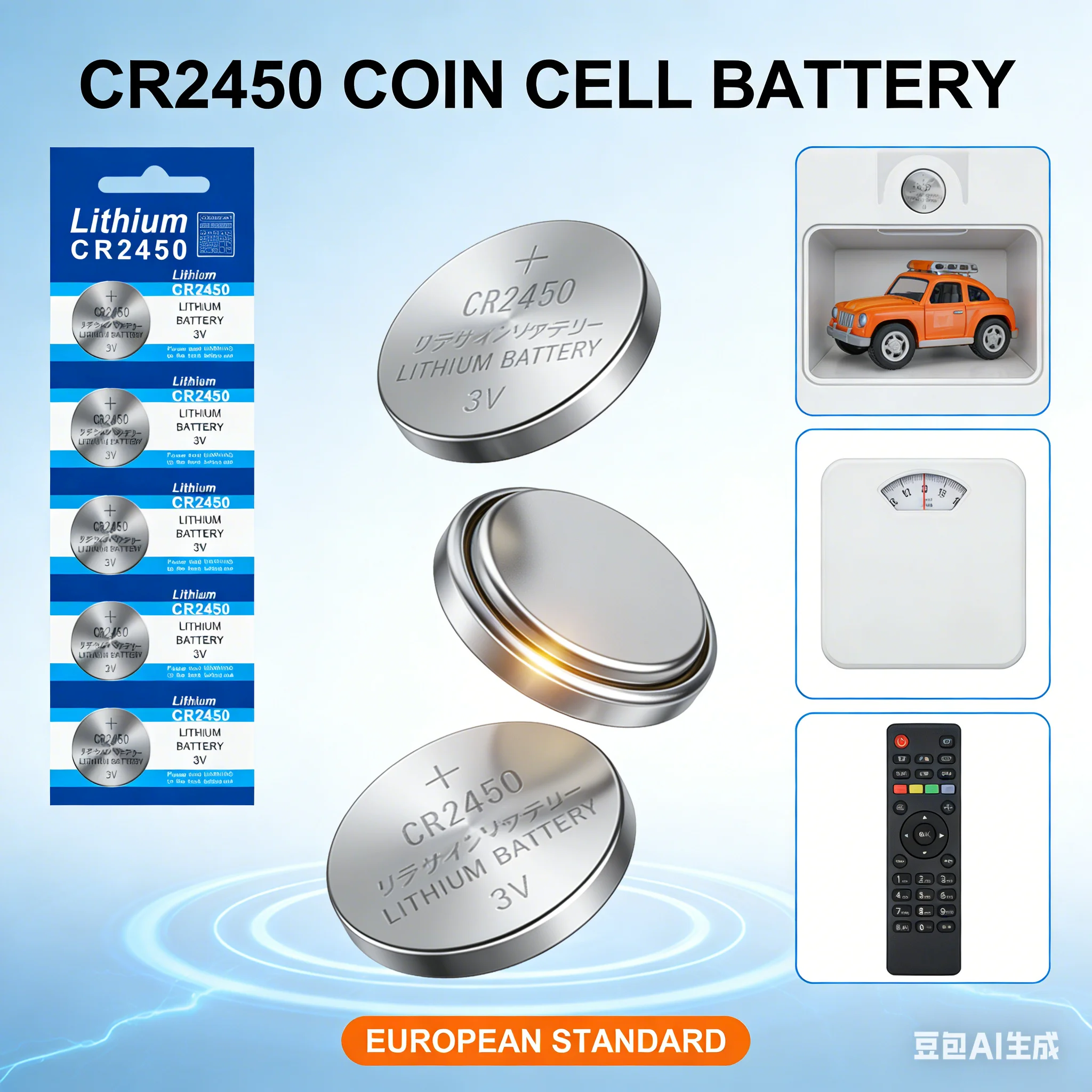 

CR2450 3V Lithium Button Coin Battery Compatible with DL2450 ECR2450 for Toys Weighing Scale Remote