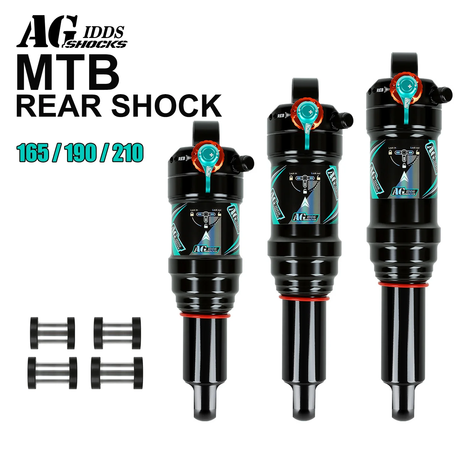 

Амортизатор AGSHOCKS MTB для велосипедов, 165/190/210 мм, с одной/двумя воздушными камерами, 3-ступенчатая блокировка, регулируемая амортизация, для даунхилла.