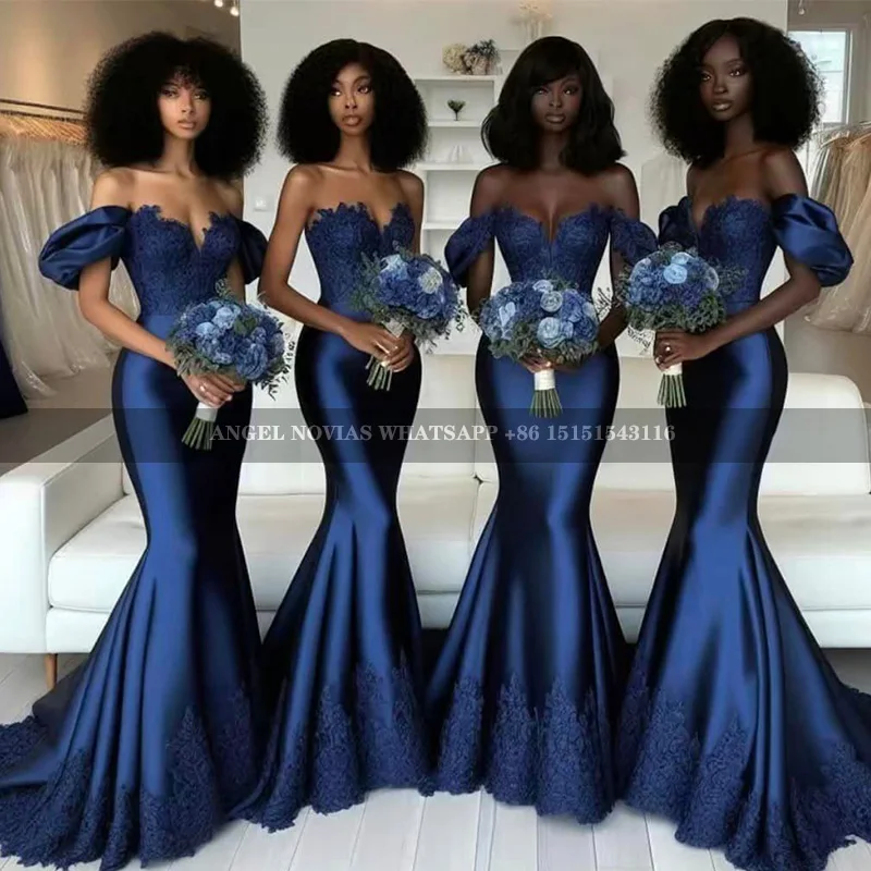 

Customized Long Royal Blue Bridesmaid Dresses African Wedding Guest Party Gowns Evening Dress robe demoiselle d honneur femme