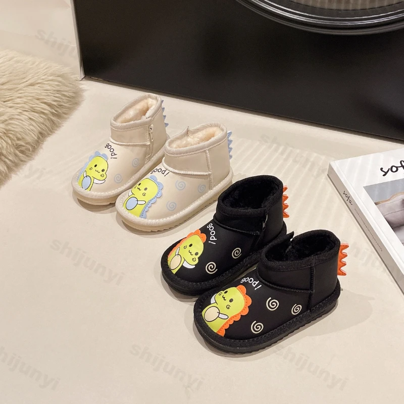 

Зимние сапоги для девочек, новые зимние детские плюшевые утепленные нескользящие хлопковые туфли, легкие удобные теплые короткие сапоги на мягкой подошве для мальчиков