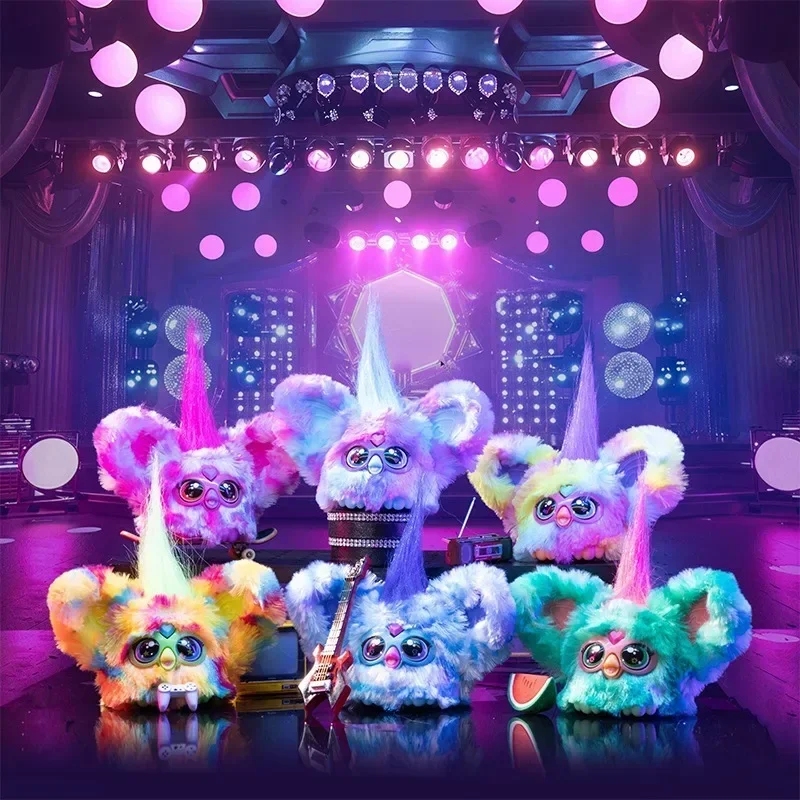 Hasbro Furby Furblets 전기 봉제 인형, 동물 애완 동물 수집, 인터랙티브 인형 장난감, 귀여운 가방 펜던트, 어린이 생일 선물