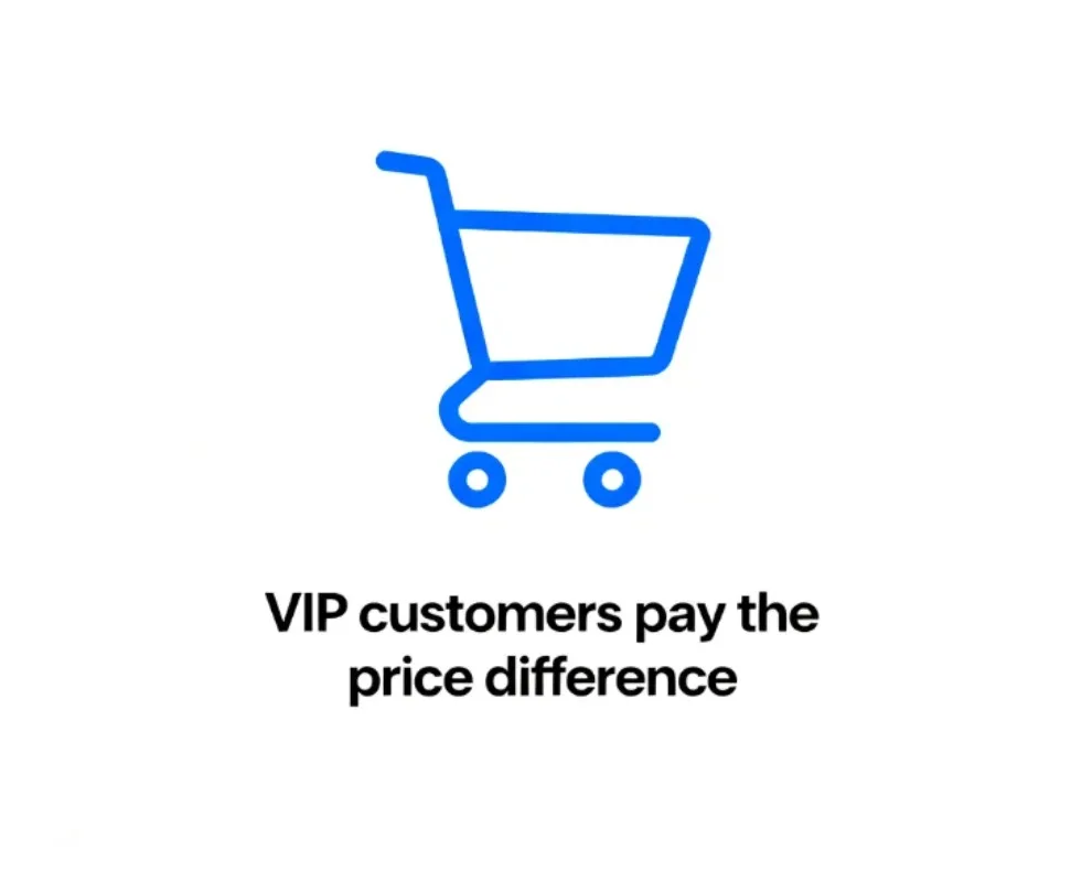 VIP customers pay the price difference