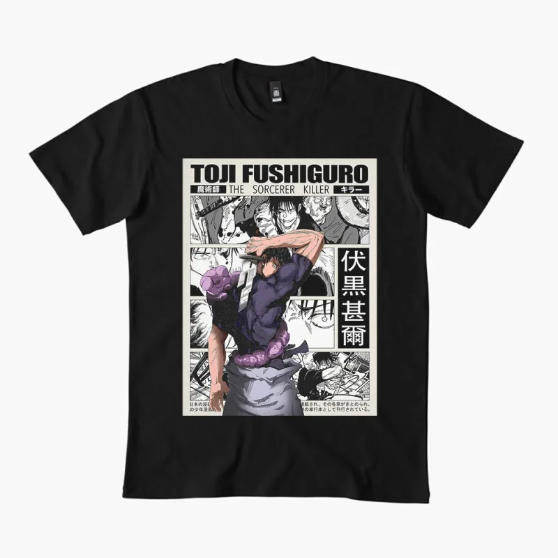 

0309 Toji Fushiguro Anime T shirt Jujutsu Kaisen Manga Men's print Graphic Tee Shirt 100% cotton Y2K clothes All size tops S-6XL