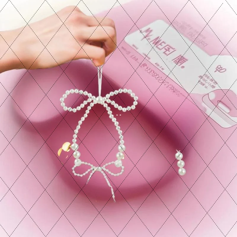 2/12Pcs Handmade Pearl-inspired Bow Christmas Tree Fringe Pendants; Perfect for Seasonal Festivities and Girls Room Aesthetics