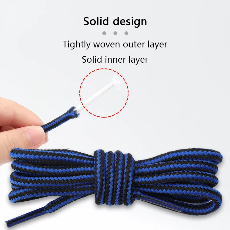 1 Pair Fashion Boots Shoe Laces Round Striped Double Colors Shoelaces Wear-resistant Mountain Climbing Sports Cotton Shoestrings