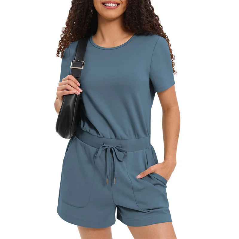 

Комбинезон для женщин, летняя футболка с коротким рукавом, цельный комбинезон, одежда для пляжного отдыха и путешествий, 2025