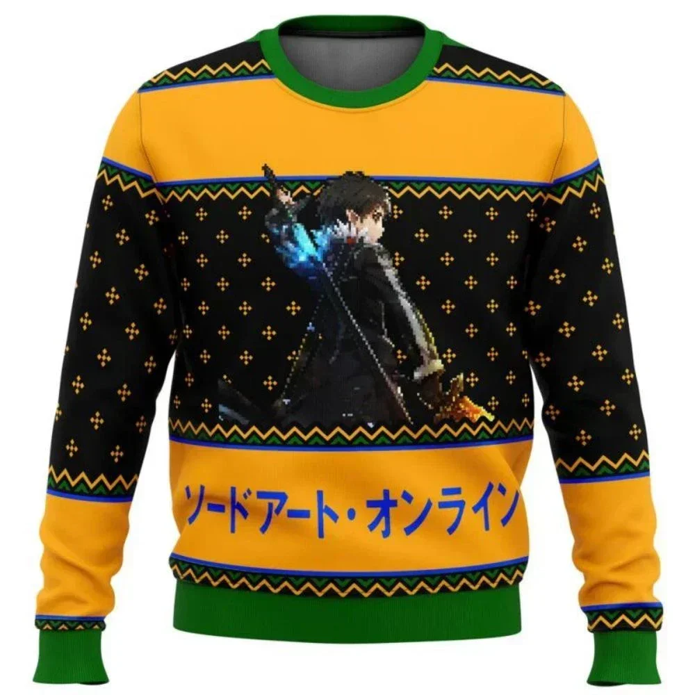 Sword Art Online brutto regalo di Natale pullover di Babbo Natale da uomo felpa 3D e top in tessuto autunnale e invernale