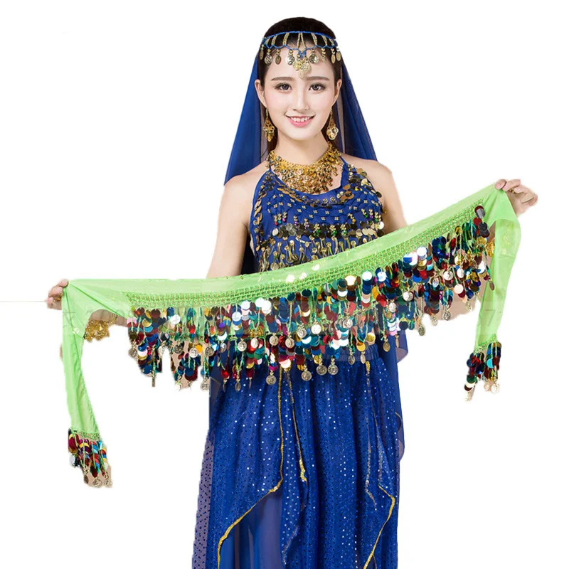 Belly Dance Belt Costumes Sequins Belly Dance Hip Scarf for Women Belly Dancing Belts Indian Colors Belt Dance Performance