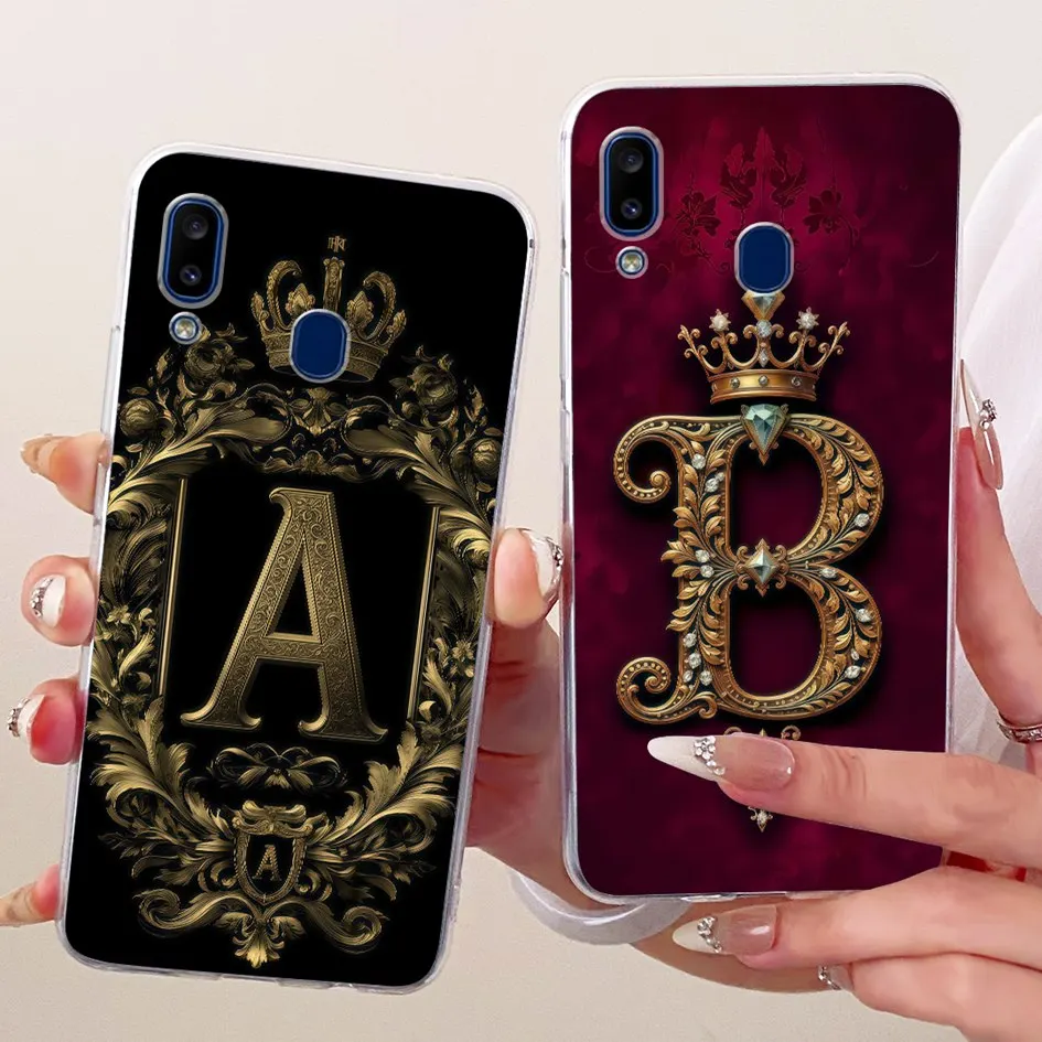Funda de teléfono para Samsung A20 A20e A20s, Funda de silicona suave con letras iniciales SM-A202F SM-A205F SM-A207F para Samsung A30
