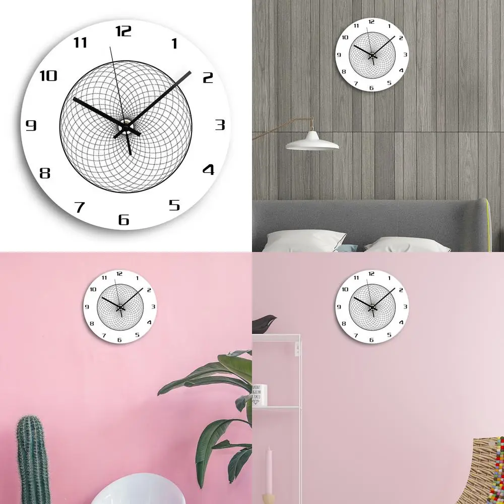 Digital Spiral Circular Mesh Optical Illusion Modern Wall Clock Black and White 3D Visual Clock