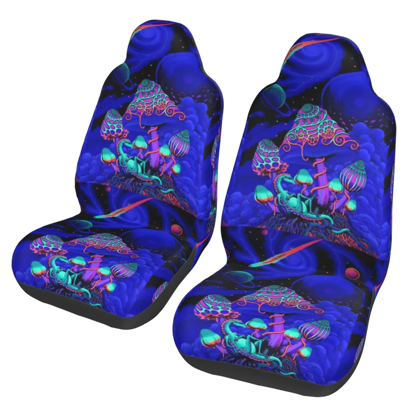 Psychedelic Mushroom Print Front Seat Cover 2 Pcs Universal Vehicle Seat Protector Mat Covers Fit Most Cars Sedan SUV Van