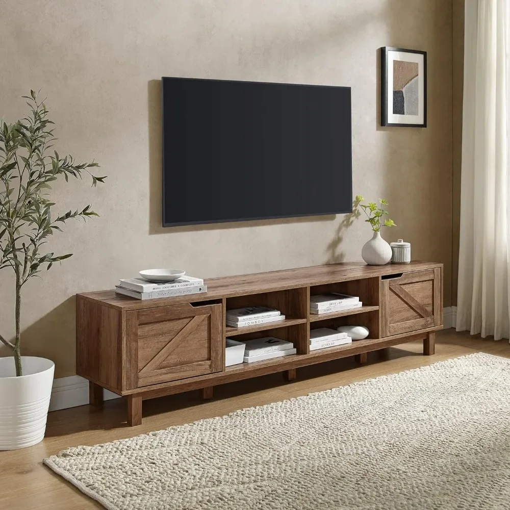 

Barn-Door Low Stand for TVs up to 80 Inches, 70 Inch, Living Room Furniture TV Stands Rustic Oak