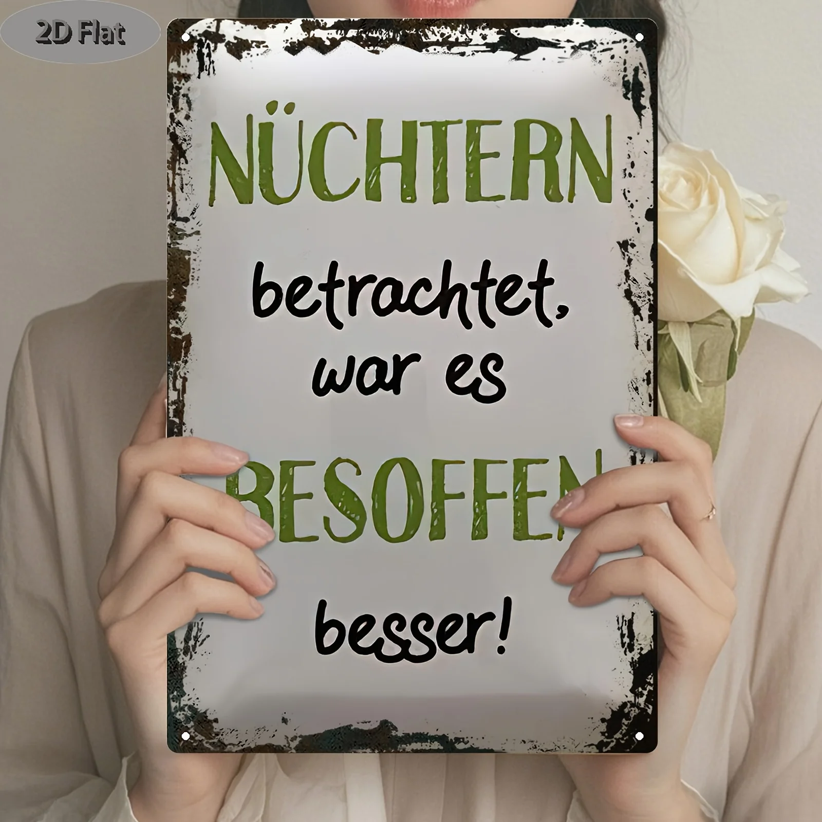 1pc Vintage Iron Wall Plaque with German Quote 