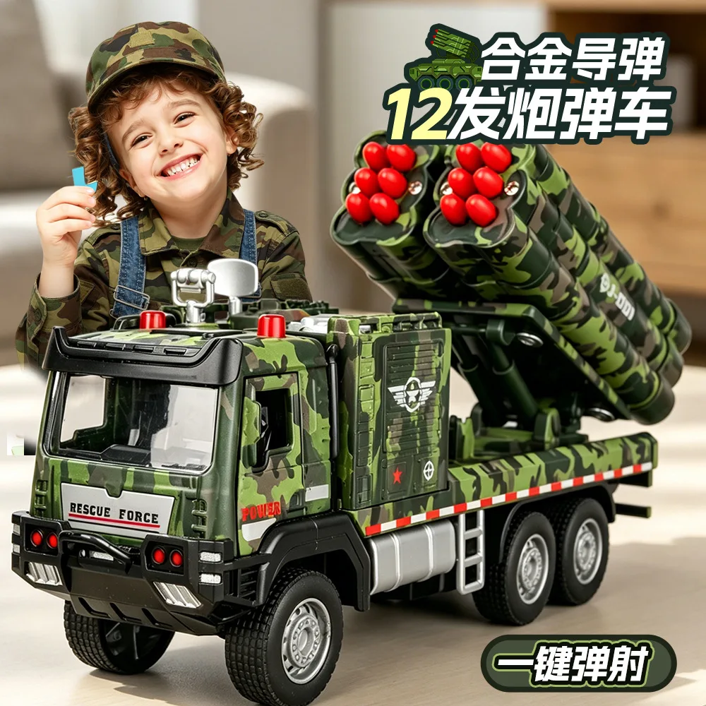 

12 Shots Military Missile Vehicle 1:32 Scale Alloy Model Realistic Simulation Design Display Decor Toy For Gift And Collection