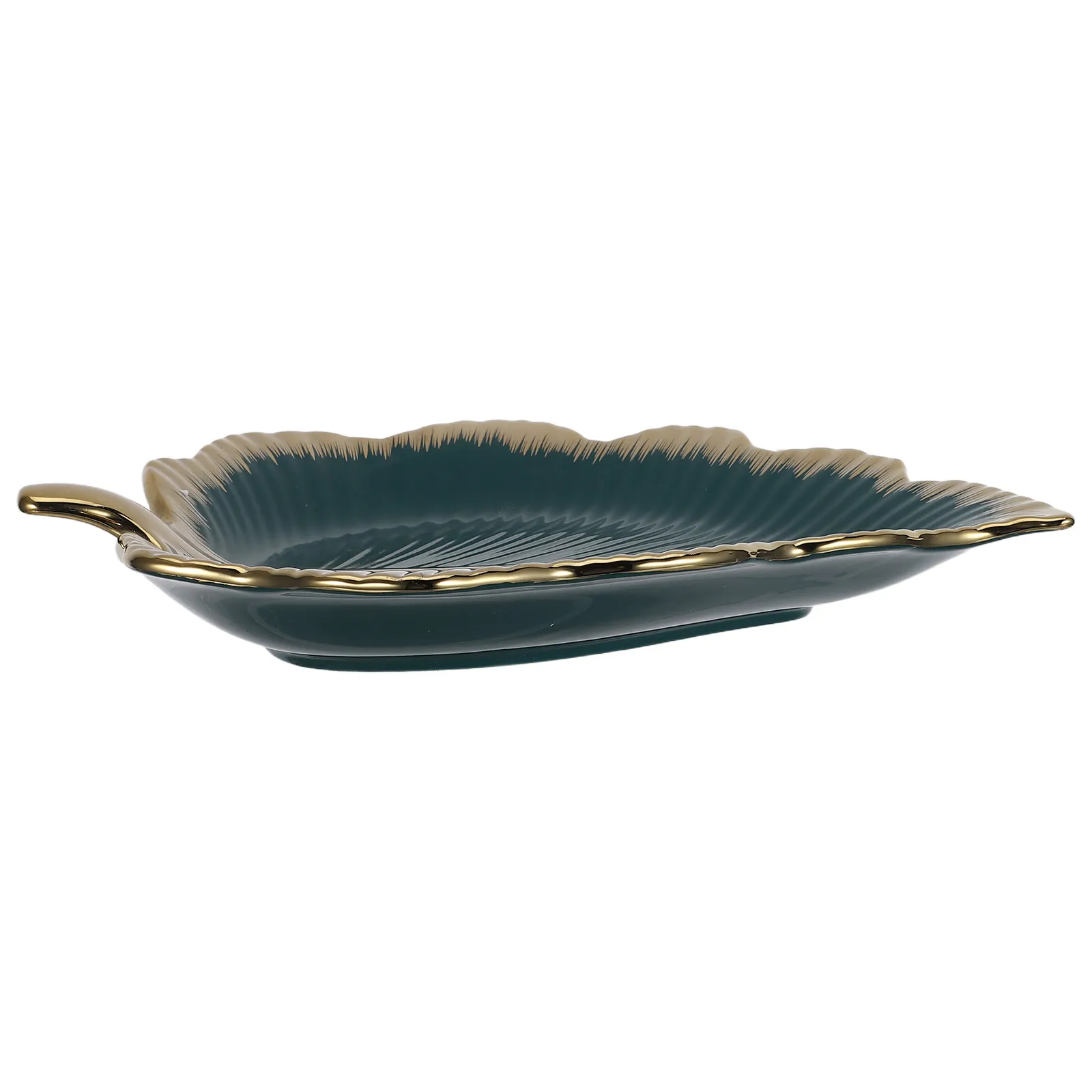 Ceramic Leaf Dish Green Decorative Jewelry Tray Small Key Holder Trinket Dish Ring Display Snack Plate Tea Bag Holder Jewelry view 2