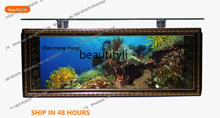 

European-Style Fish Tank TV Cabinet Ecological Aquarium Medium and Large Floor Glass Bar Table Water-FreeFH H