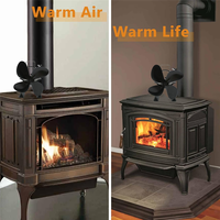 ABGR-Fireplace Fan Stove Fan 4 Blades Heat Powered Stove Eco Fans For Wood Log Burner Fireplace Larger Air Flow About 140CFM