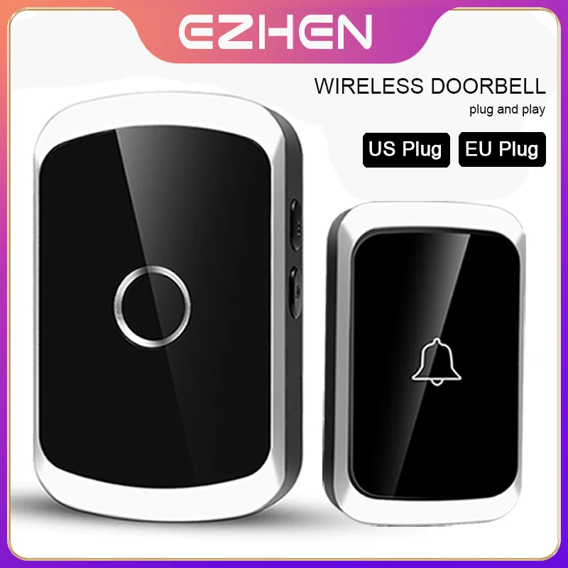 EZHEN Smart Home Wireless Doorbell 300M Long Distance Door Bell 36 Ringtones High Volume Door Chime Kit For Home Office Store