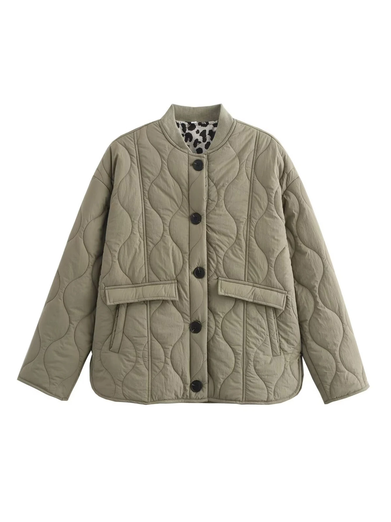 

2025 Women's cotton-padded jacket with leopard print, loose, fashionable, comfortable and retro casual jacket