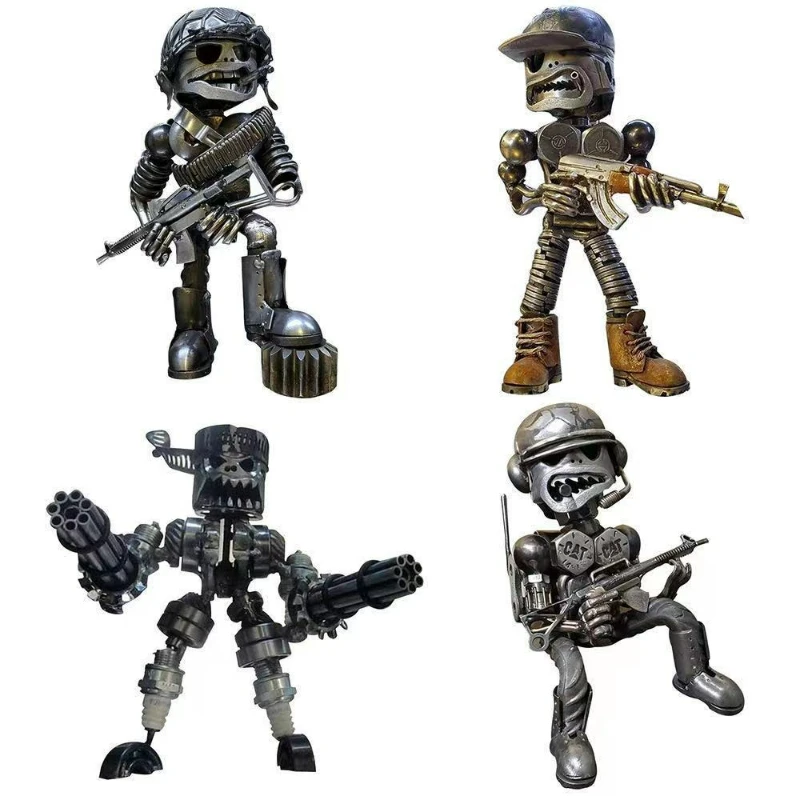 Cute Machine Gun Man Modeling Ornament Desktop Robot Halloween Decor Resin Crafts Guys Statue Home Decoration Accessories New