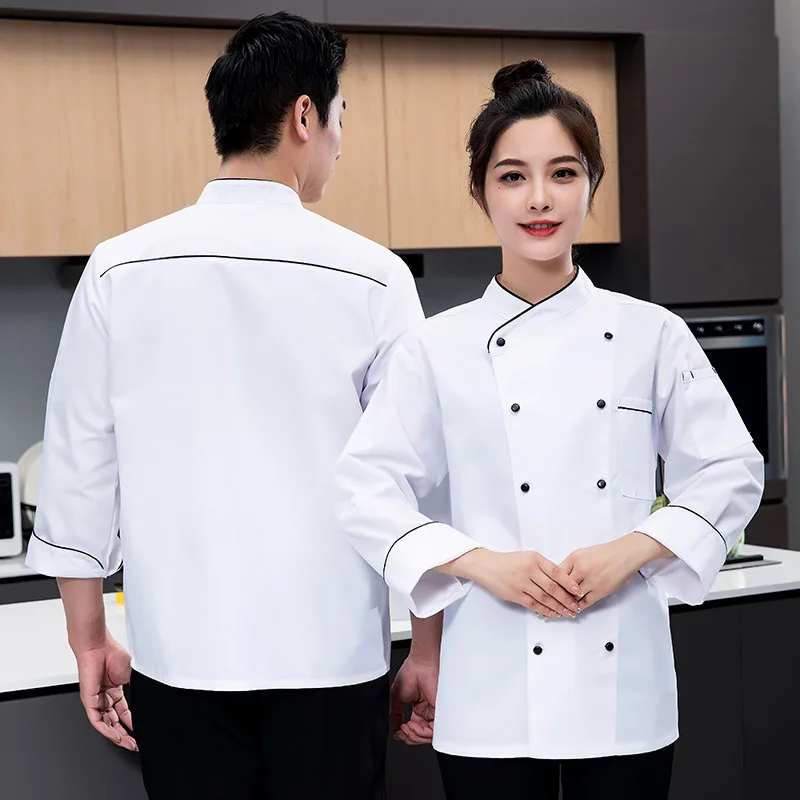 Working Uniform Chef Uniform Long Sleeve Autumn and Winter Kitchen Back Kitchen Canteen Restaurant Restaurant Chefs Work Uniform