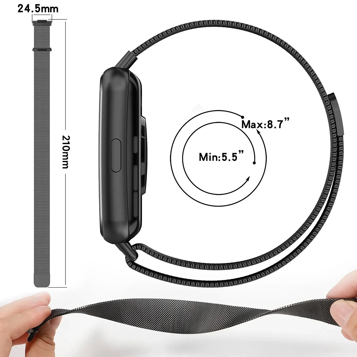 حزام معدني لساعة Huawei Watch Fit/Fit 2 مع حافظة TPU وواقي شاشة من مادة TPU وسوار Huawei بحلقة مغناطيسية وحزام ساعة ميلانيزي