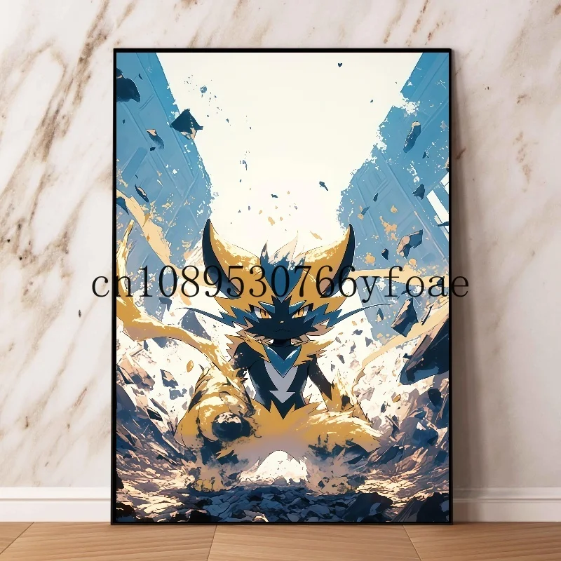Poster Anime Klasik Jepang Pokemon Zeraora Gambar Dekorasi Seni Dinding Lukisan Kanvas Cat Air Dekorasi Ruangan Modern Hadiah Anak-anak