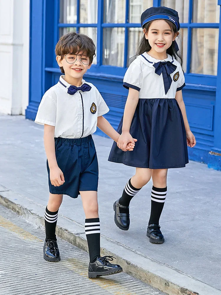 Primaria cosplay navy gonna uniforme scolastica estate British Academy Style Graduation Photo Shirt Summer Dress uniforme dell'asilo