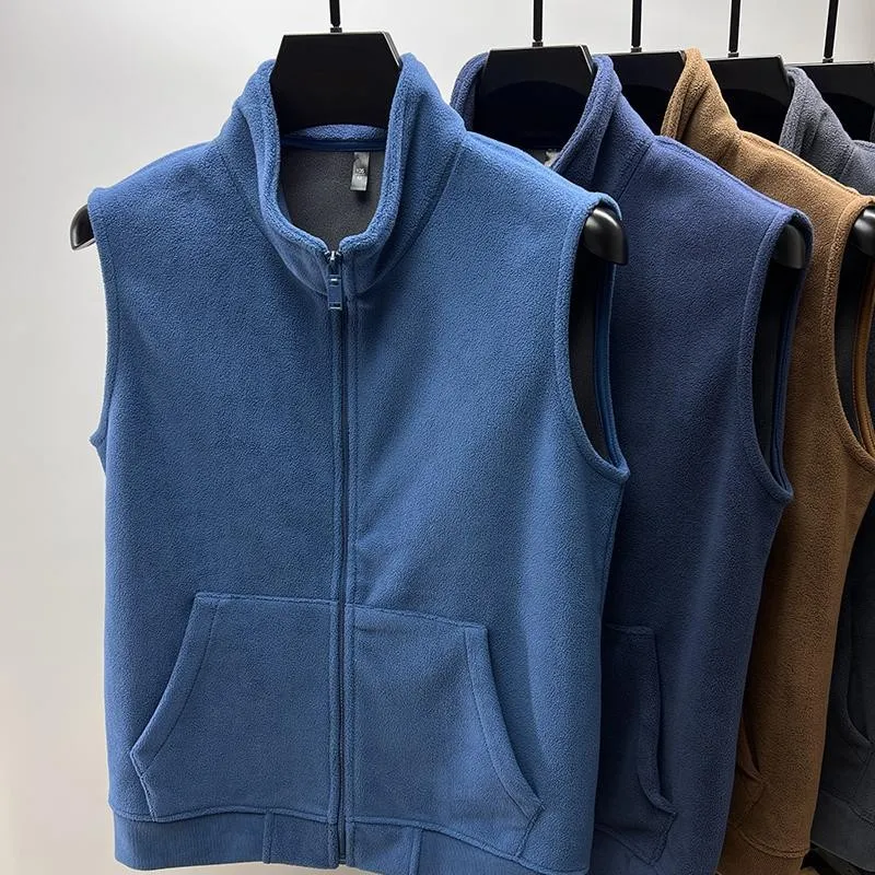 

Double-Sided Fce Vest Thiened Floing Lined Svel Jaet for Men Office Wear Autumn Winter New Sle Casual Outerwear