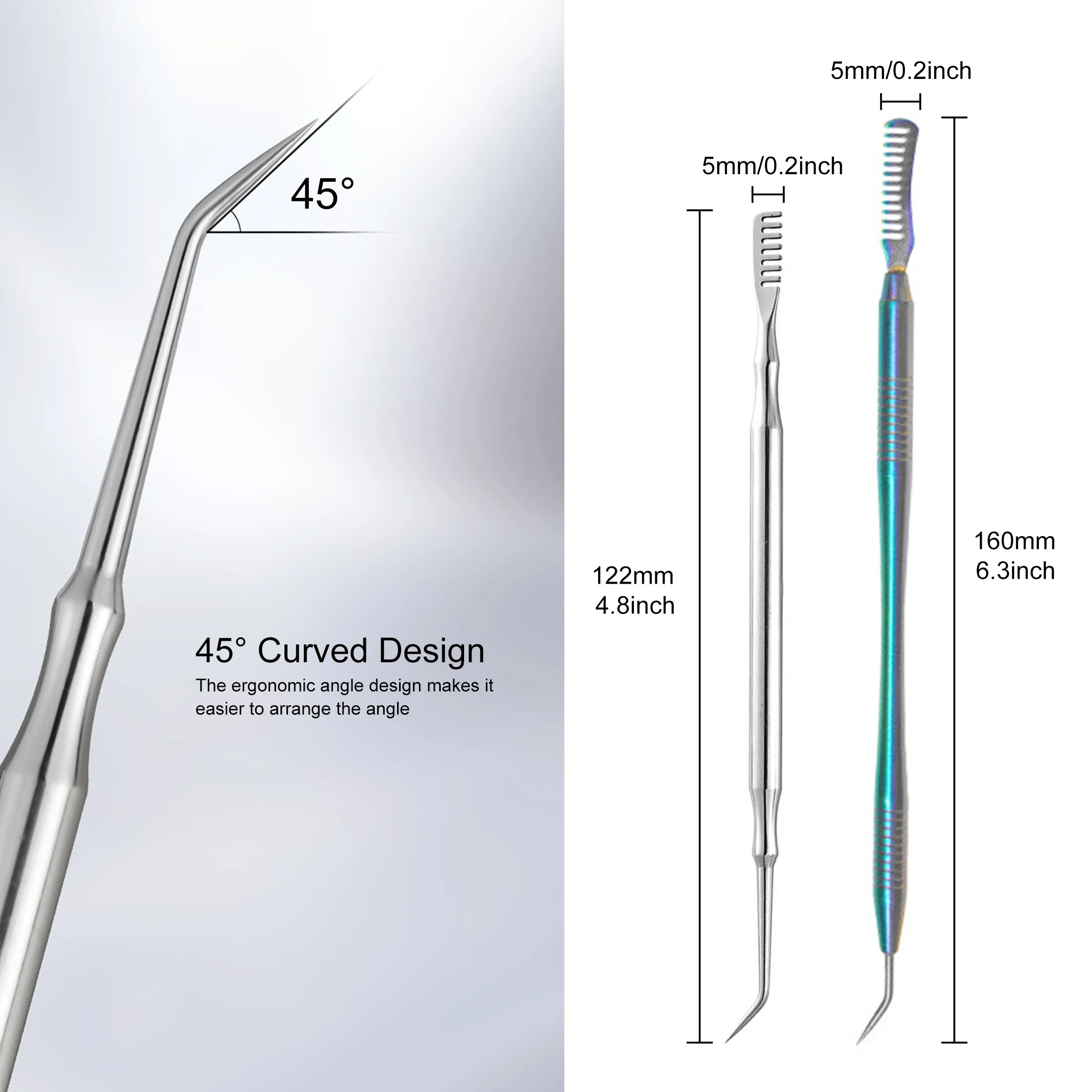 1 szt. Dwustronny szczoteczka do paznokci ze stali nierdzewnej, grzebień do czyszczenia, bez zapachu, narzędzie do pielęgnacji paznokci z żelem kryształowym