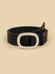 2023 Women's New Matching Jeans dress Oval Diamond Buckle Head Belt All-match Fashion Three-color Optional