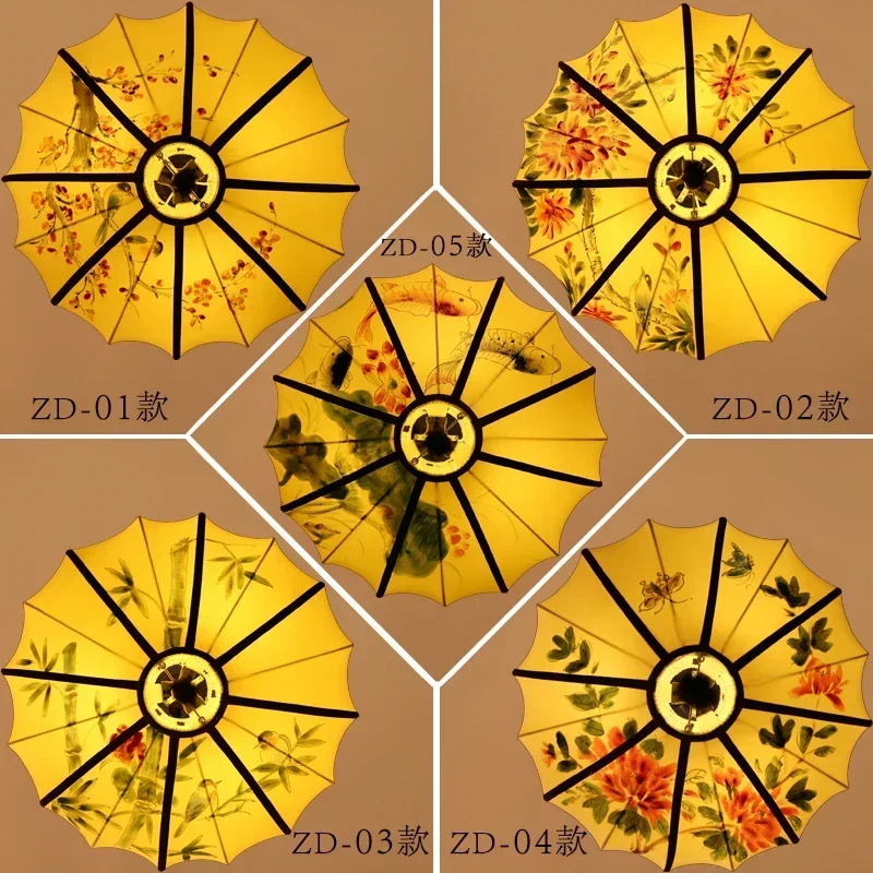 

Hand-Painted Chinese Pendant Light, Floral Ceramic Hanging Lamp, Vintage Style Suspension Light for Bedroom Living Room Tea Hous