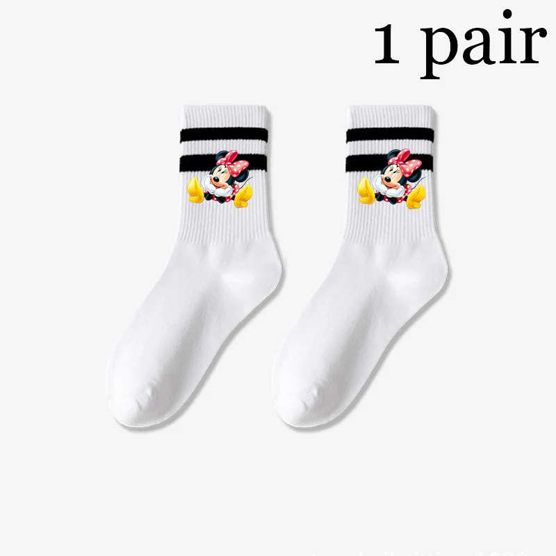 Mickey Minnie Mouse 1 Pair Women\'s Printed Ankle Socks Comfort Spring Autumn Socks Medium Tube Sock Kawaii Girls\' Short Socks