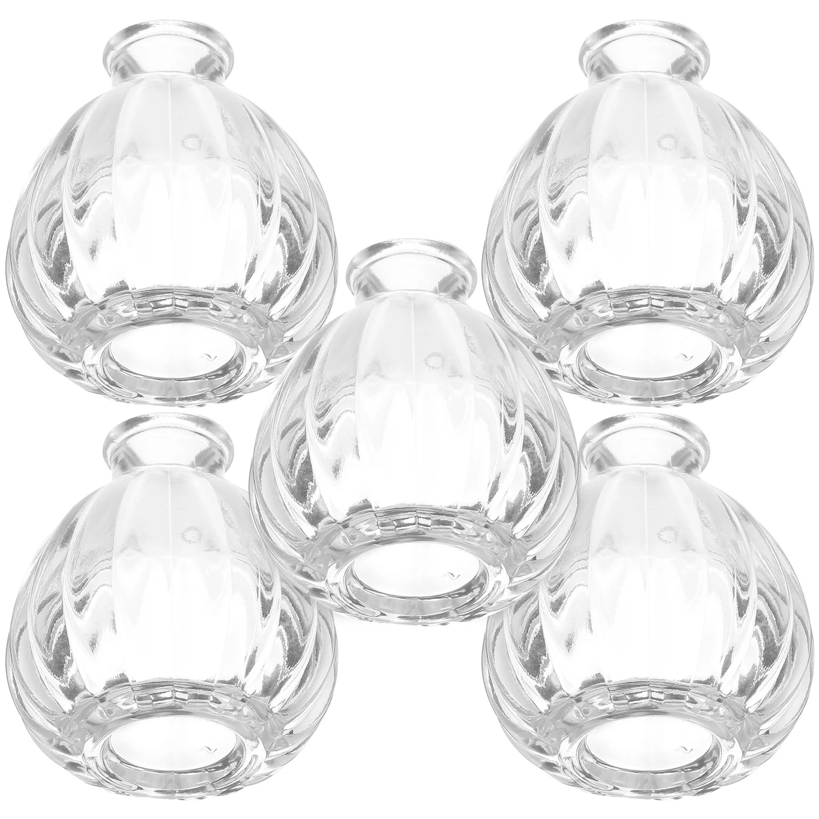5Pcs Embossed Glass Flower Vase Clear Small Flower Vase Decorative Floral Arrangement Container Wedding Centerpiece Hydroponic