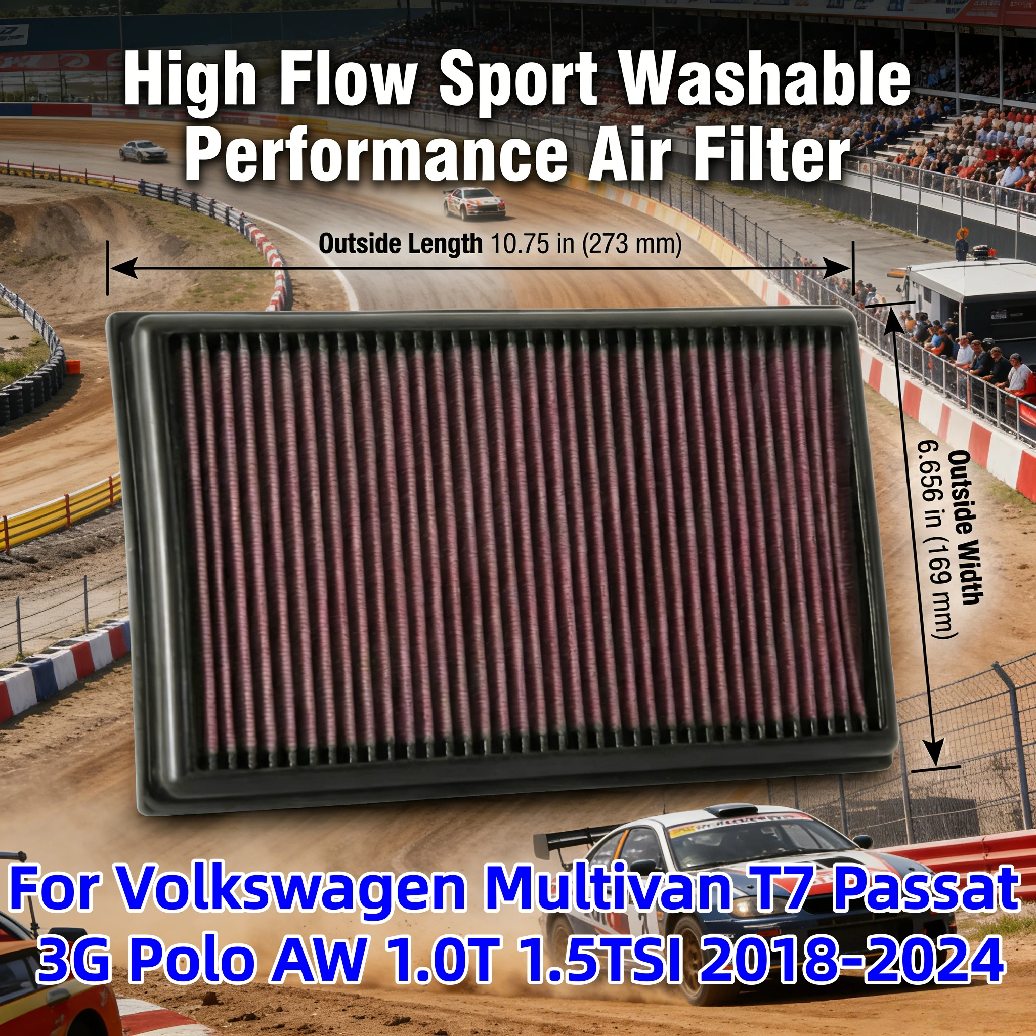 

Для Volkswagen Multivan T7 Passat 3G Polo AW 1.0T 1.5TSI 2018-2024: Спортивный моющийся панельный воздушный фильтр с высокой пропускной способностью, замена 33-3111