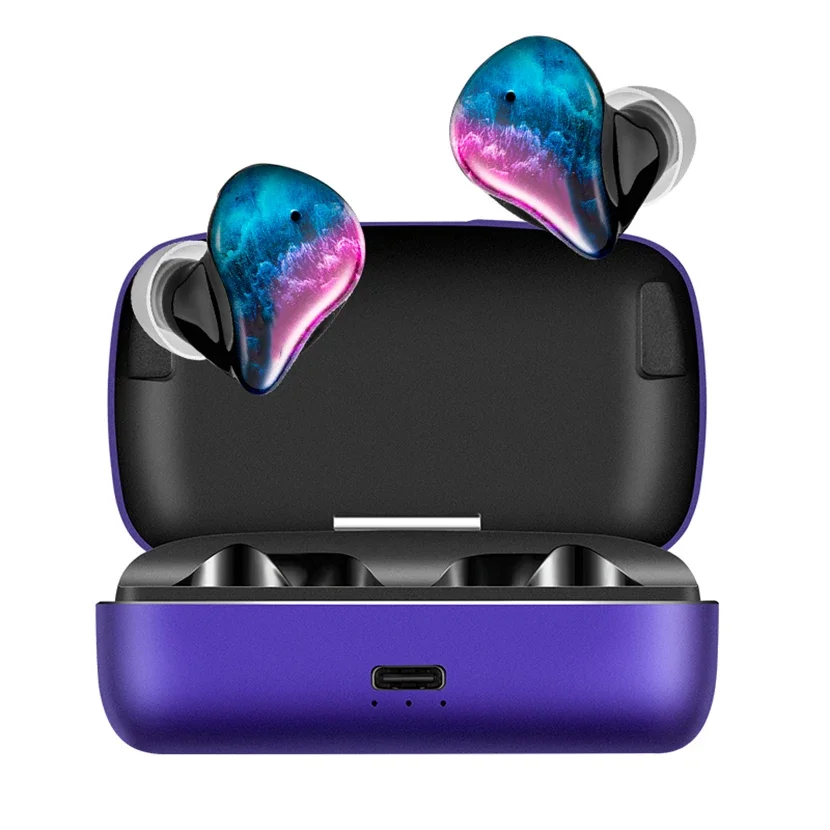 

IPX6 Waterproof Protection Built-in Microphone BT Wireless Resin Earbuds with Compact Charging Case and Ear Tips