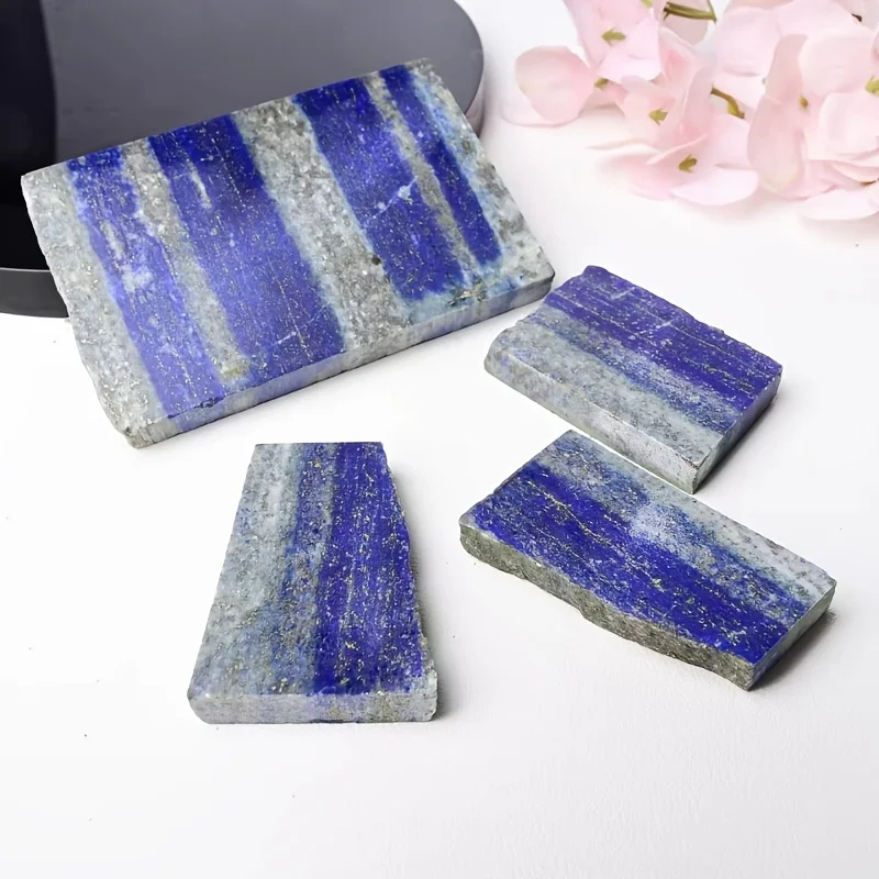 1pc Natural Lapis Lazuli Slab Royal Blue Stone with Golden Pyrite Flecks Polished Slab Mineral Unique Veins & Timeless Elegance