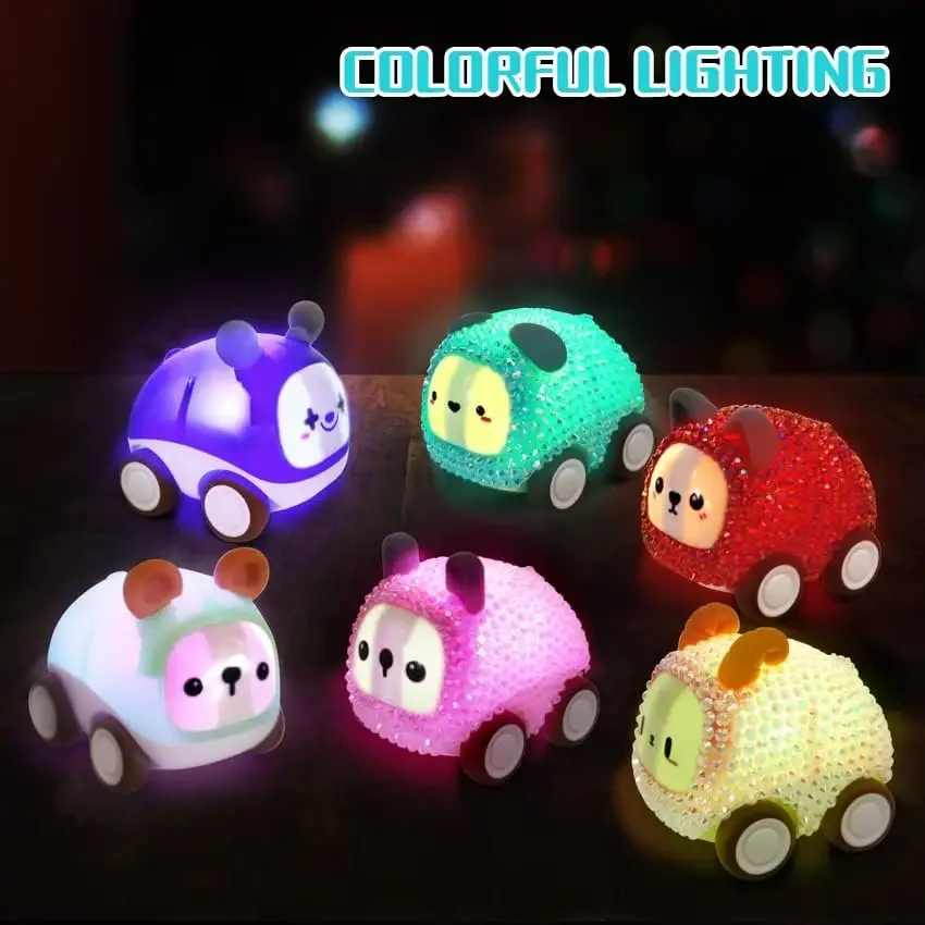 Novidade animal fofo diy 3d diamante arte carro brinquedos com luz, artesanato para crianças de 6 anos ou mais com chaveiros, natal, presente de aniversário