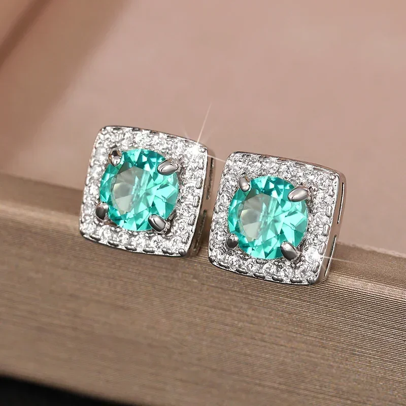 2024 Stylish Women's Stud Earrings with Brilliant Cubic Zirconia Young Fashion Female Daily Accessories for Engagement Party