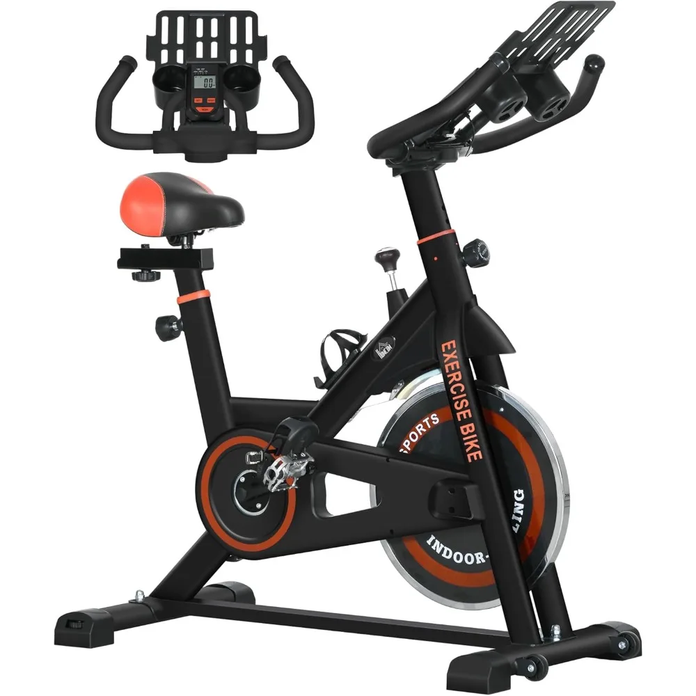 

Велотренажер, стационарный велосипед для использования в помещении с маховиком, регулируемая высота и сопротивление, с ЖК-монитором, удобная подушка сиденья, 2