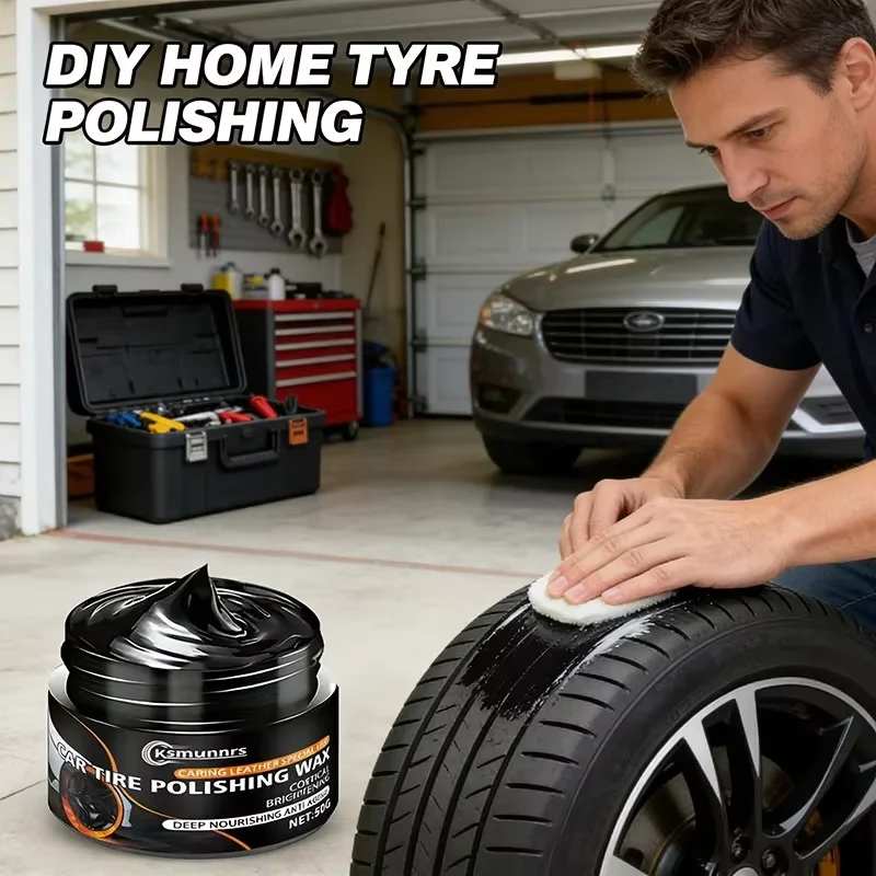 Universal Tire Wax: Sponge Kit Rubber Plastic Fade Protection Renewal