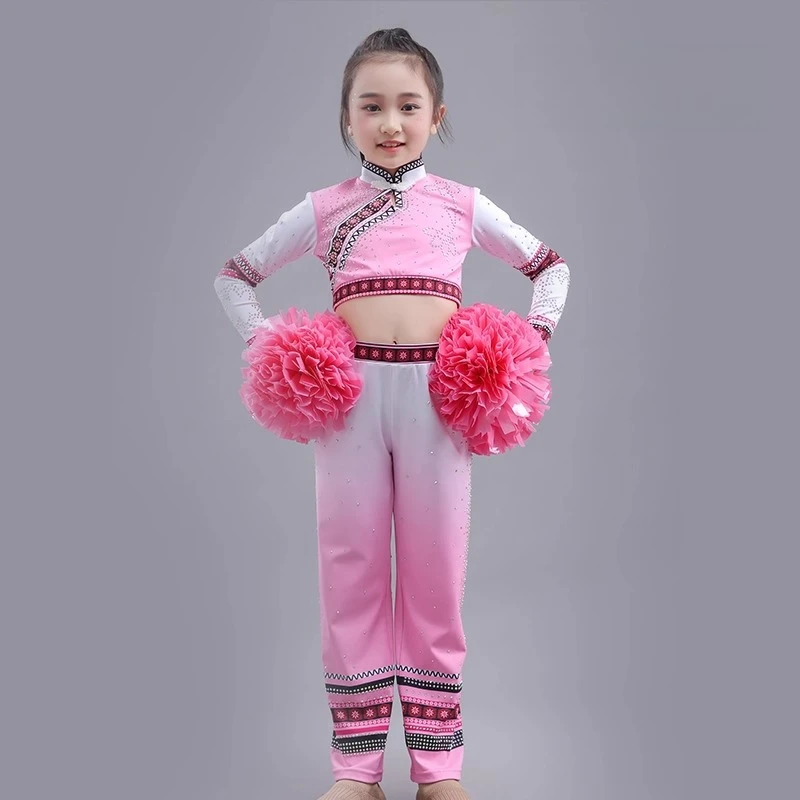 

New Tight Competition Uniforms, Ethnic Style Cheerleading Team Uniforms, Children's Performance Uniforms