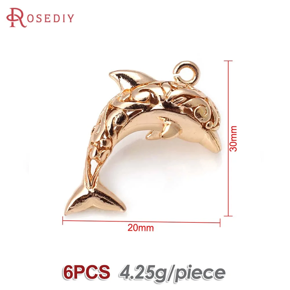 6PCS 18K Gold Color Brass Dolphin Charms Pendants High Quality Diy Jewelry Making Supplies Necklace Earrings Accessories